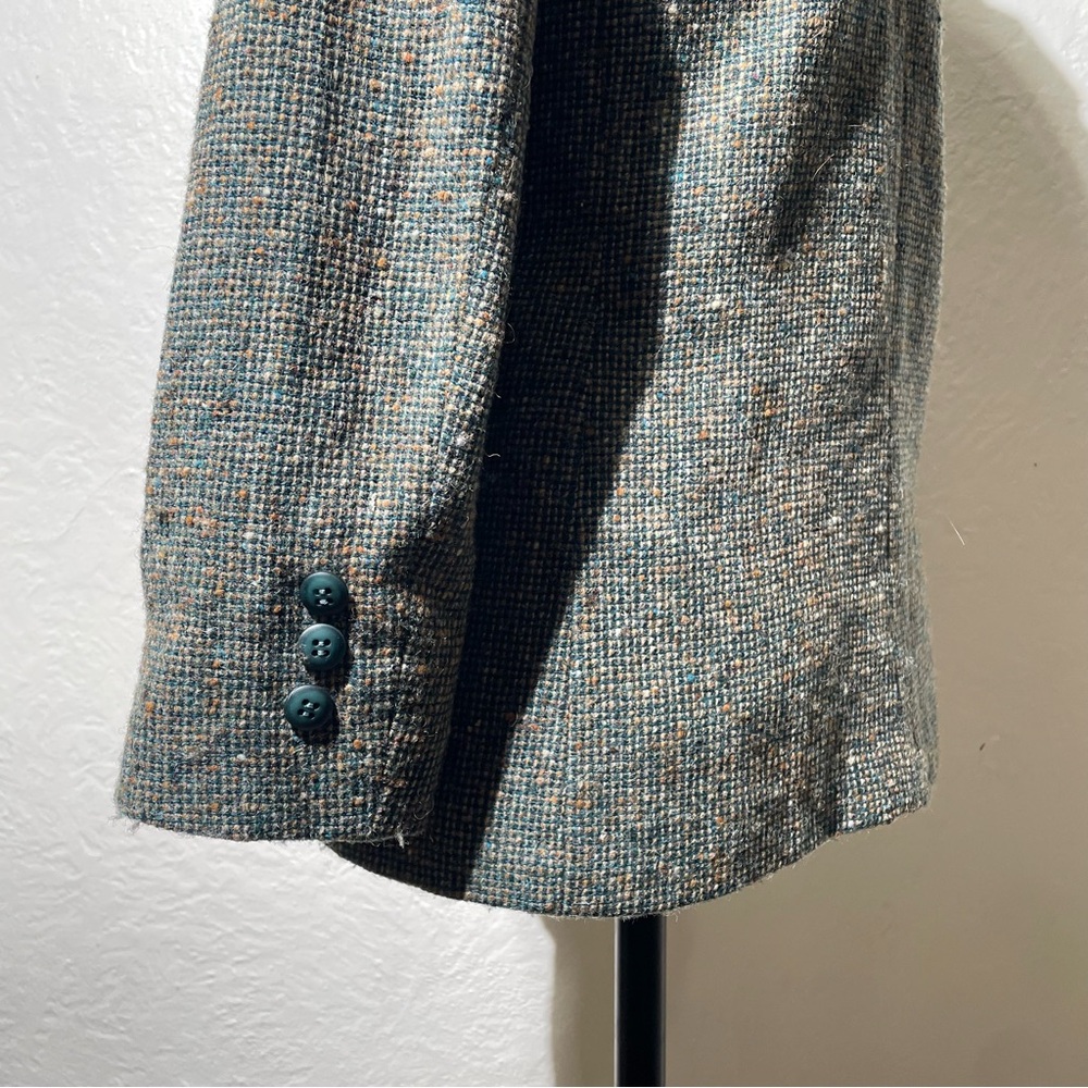 Vtg green Wool Blend Preppy Acadamia Twee Tweed Blazer Woman's small - Picture 8 of 10
